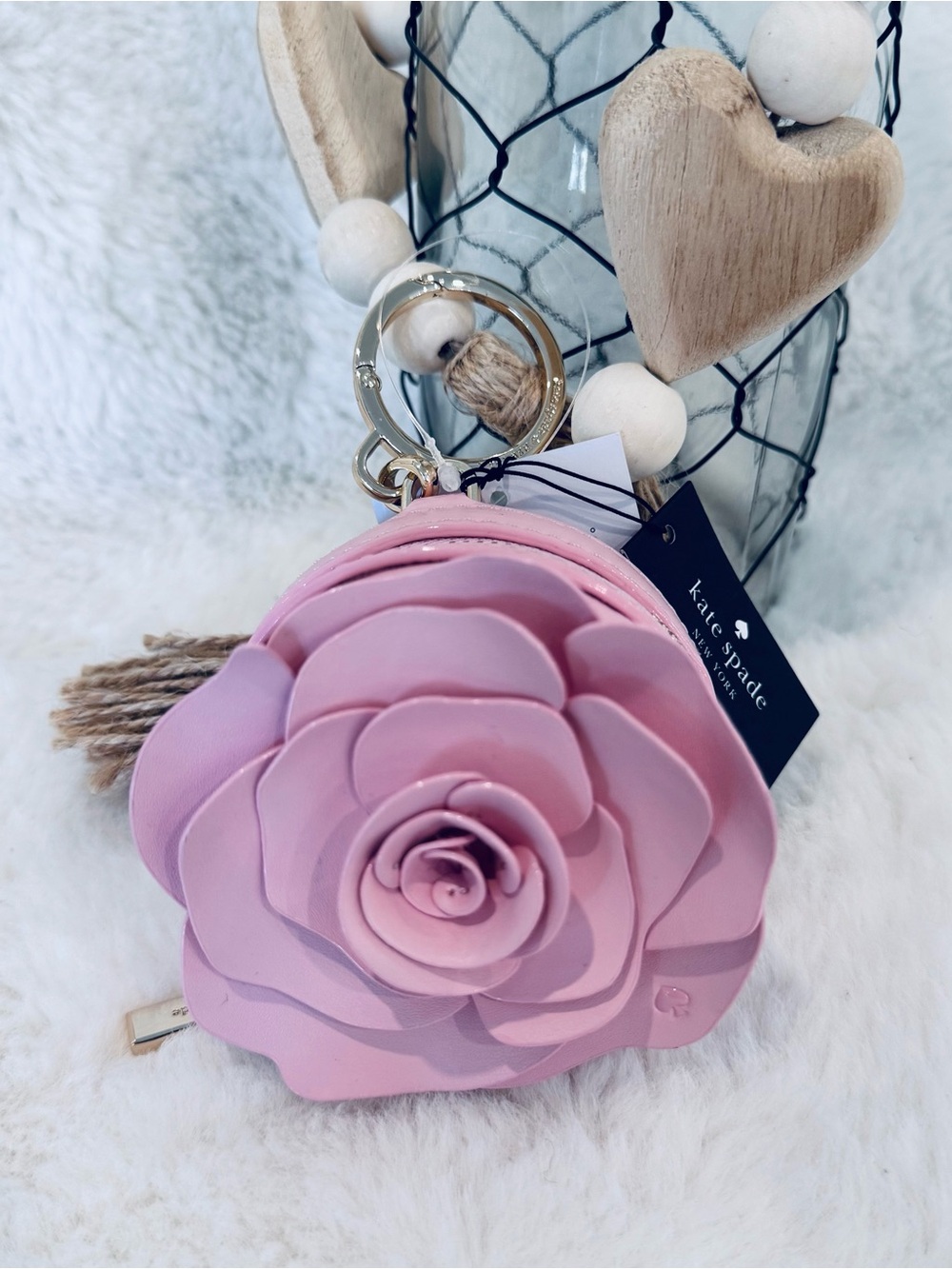 Kate Spade Rose coin purse Pink 3D Flora rose Novelty 🌸 NWT gorgeous